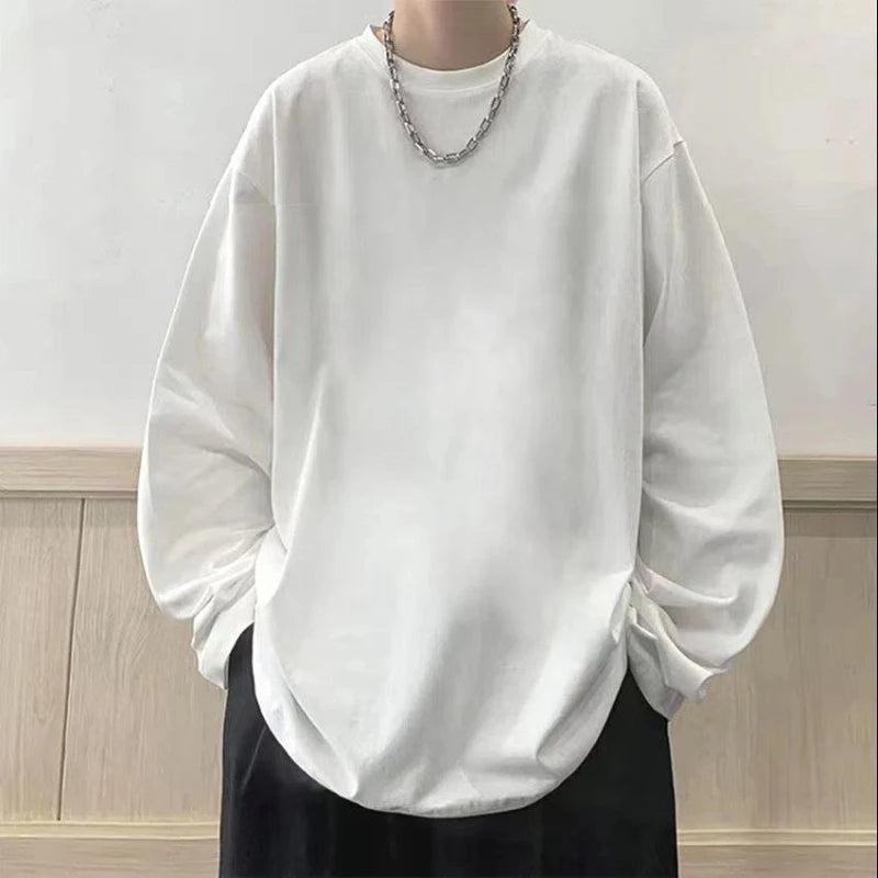 High Street Printing Plus Size Youth Tops Men's Spring Autumn New Trend Long Sleeve Fashion T Shirts Casual Korean Men Clothing