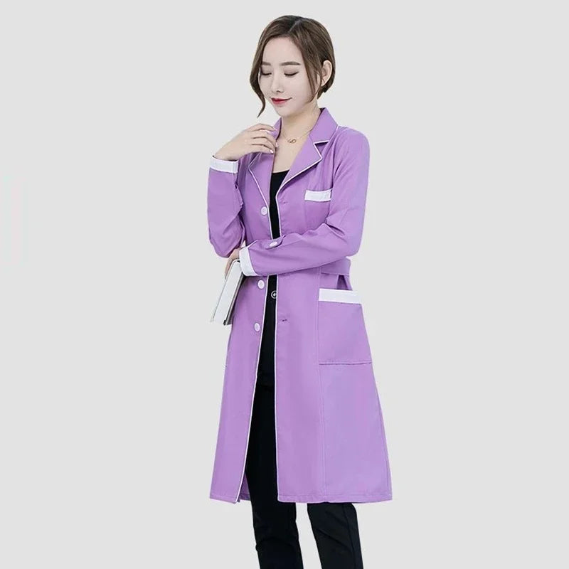 Beauty Salon Work Wear High Quality Spa Uniforms Tattooist Work Clothing Lab Coat Summer Purple Long Sleeve Scrubs Uniform New