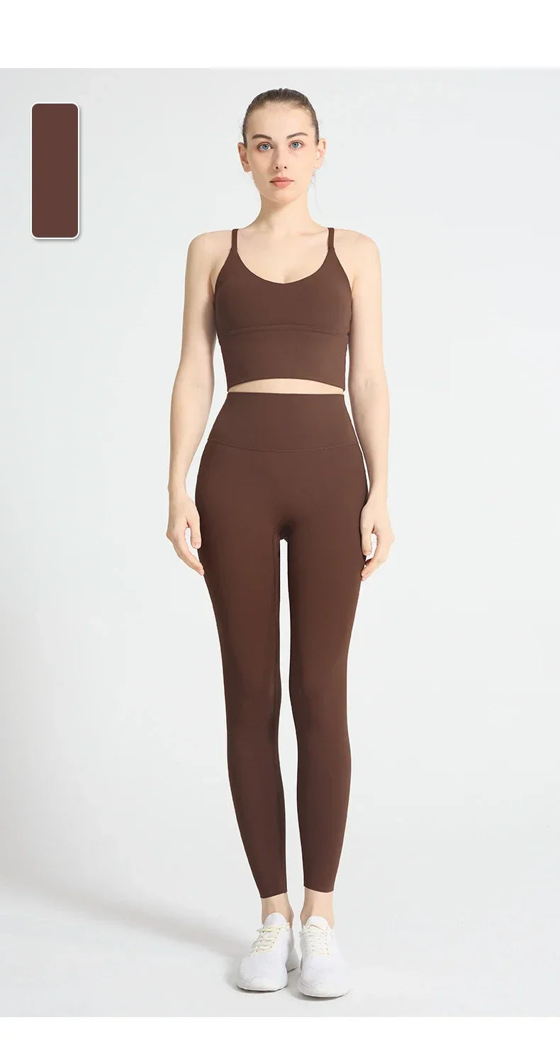 2-piece Yoga Suit Women Sportswear Fitness Set Cross back Yoga Tops A High Waist Leggings Pilates Fitness Sports Clothing👚👚