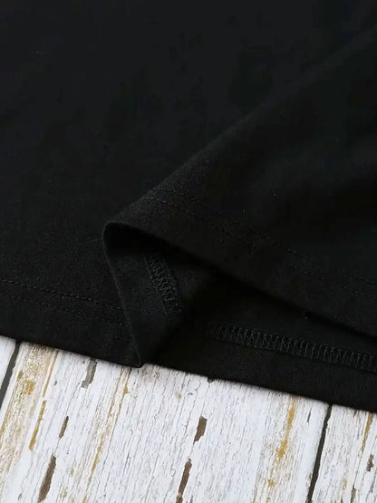 Summer women's elastic black Blessed  round neck short sleeved T-shirt dress long dress women's clothing