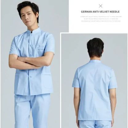 New Models Stand Up Collar Nurse Suit Split Suit Male Oral Cavity Doctor Short Long Sleeve Beauty Salon Nursing Care Worker Suit