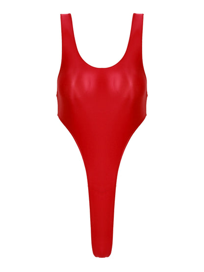 Womens Swimsuit 2022 New Glossy One-piece Swimming Bathing Suit Backless High Cut Bodysuit Sportwear Beachwear Swimwear