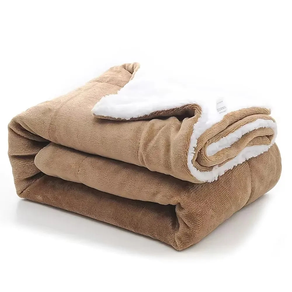 1Pc 130X160cm Sherpa Fleece Blanket Thicken Soft Warm Bed Sofa Throw Blankets Microfiber Winter Bed Blanket for Camping