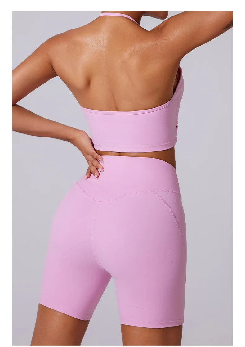 2 Pieces Wrap Front Gym Fitness Suit Women Long Sleeve Legging Workout Yoga Set Sports Bra Short Sports Clothes Tracksuit Female