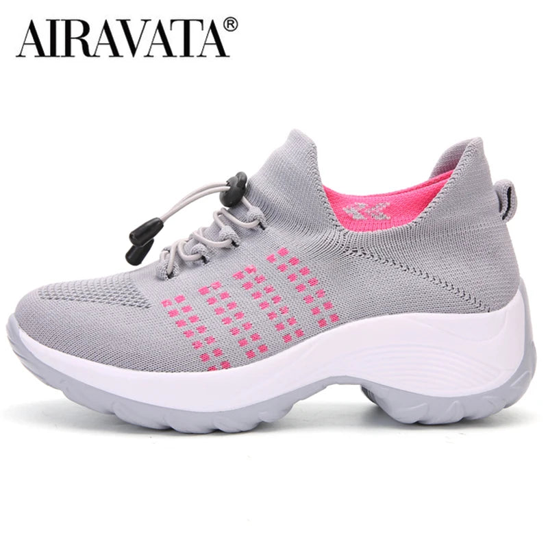 Women Walking Shoes Breathable Fly Weaving Sneakers Non Slip Casual Shoes 7 Color Size 35-45