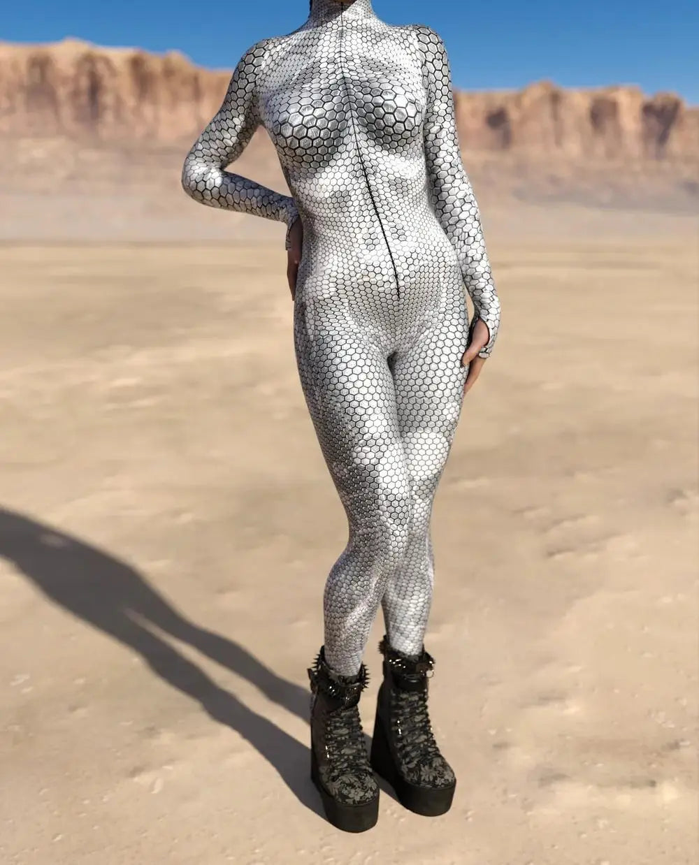 Women's Stylish Green Snake Print BodySuit New Halloween Adult Cosplay Jumpsuit Colorful 3D Printing Carnival Party Rave Outfits