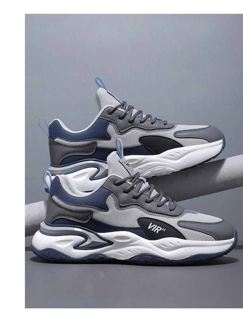 Spring and Summer New Breathable Mesh Casual Men's Running Shoes, Running Casual Sports Shoes, Anti-slip Lace-up Sports Shoes