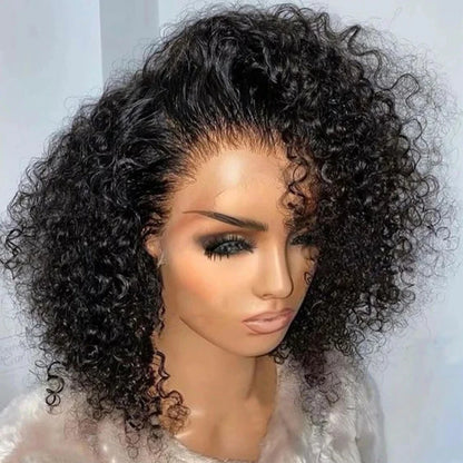 230% Curly Deep Wave 13x4 HD Lace Front Wigs Short Bob Wig 14 16 Inch Brazilian 100% Human Hair 4x4 Transparent Lace Frontal Wig