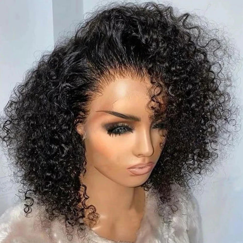 230% Curly Deep Wave 13x4 HD Lace Front Wigs Short Bob Wig 14 16 Inch Brazilian 100% Human Hair 4x4 Transparent Lace Frontal Wig