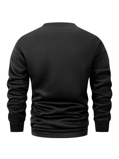 Winter Men's Crew Neck Sweatshirts Solid Color Fleece Thicken Sweatwear Outdoor Casual Daily Long Sleeve Pullover Man Sportswear