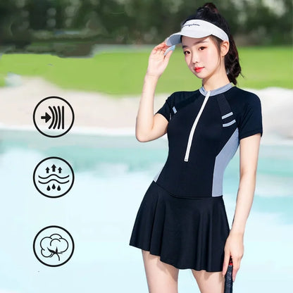 Conservative Swimsuits women's skirt-style Sportswear Slim And Simple Spring women's Racing Swimming Swimsuits