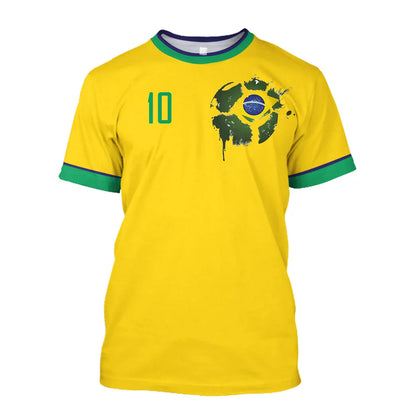 2023 New Brazil Jersey T-shirt Fine Design Brazilian Select Shirt O Neck Oversized Football Team Casual Streetwear Mens Clothing