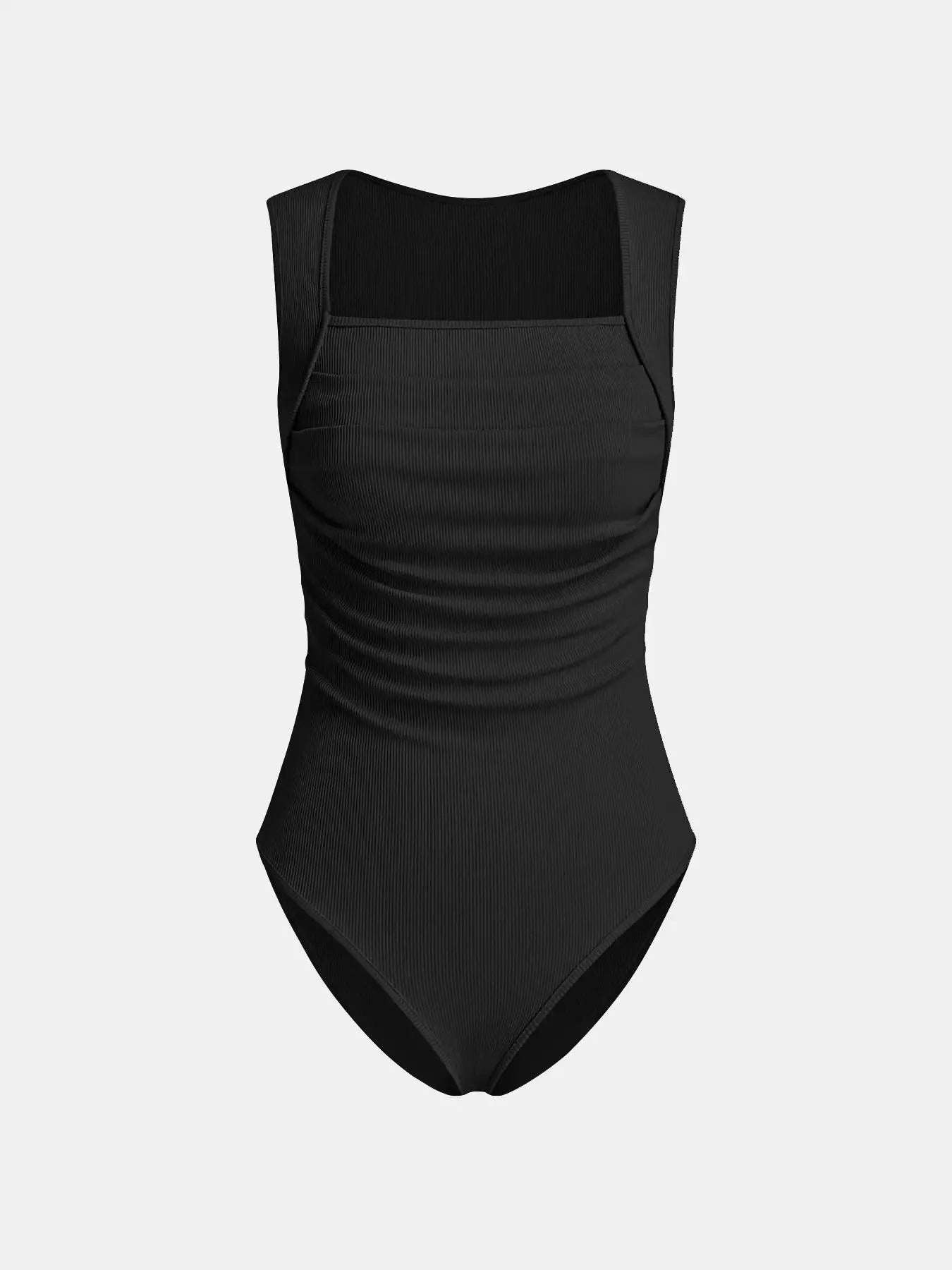 Women's Slim-Fit One-Piece Swimsuit, Casual Summer Swimwear, Plain Color Bathing Suit, Comfortable Moderate Fabric, Ideal for Be
