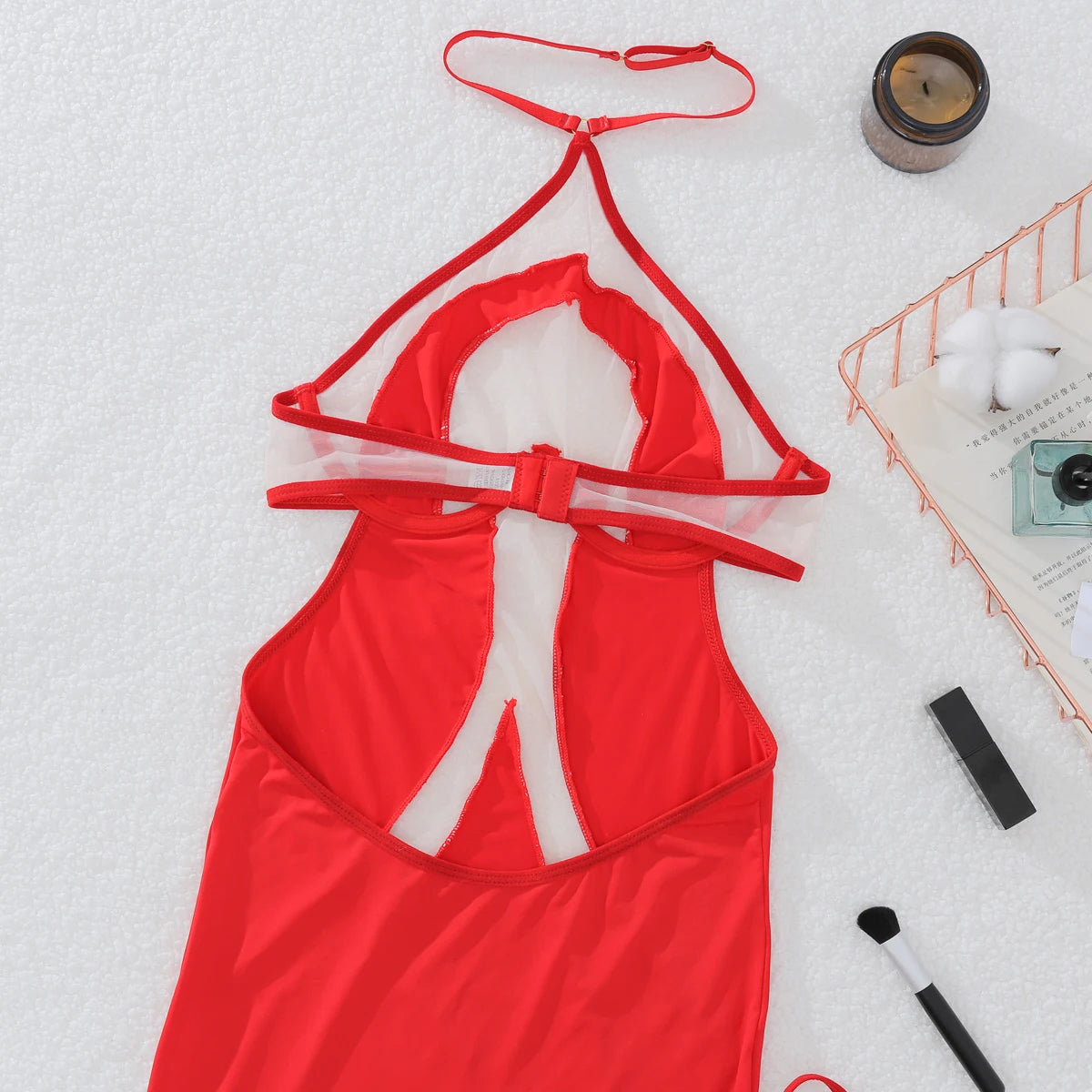 MUZISKAT 2026 Women's Sexy Hanging Neck Strap Fabric Splicing Dress Strapless Bareback Slimming Long Party Evening Dress