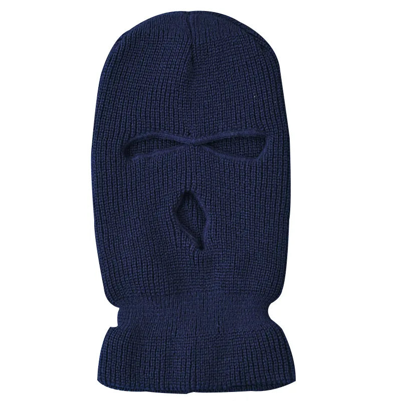 Windproof Full Face Knit Hats Custom SkiMask Men Warm Wool Balaclava embroidery Winter hats Knitted 3 Holes Ski Mask
