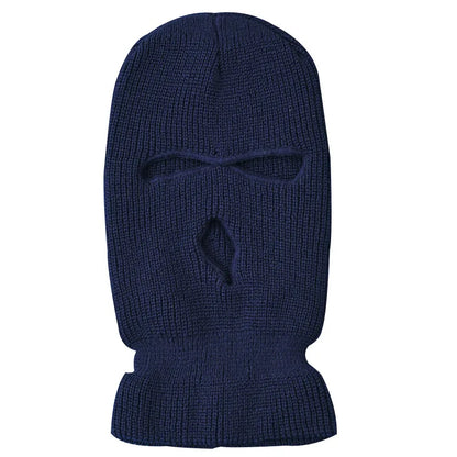 Windproof Full Face Knit Hats Custom SkiMask Men Warm Wool Balaclava embroidery Winter hats Knitted 3 Holes Ski Mask
