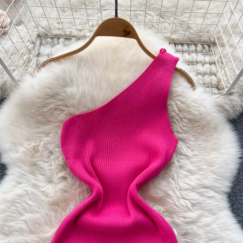 Solid New Chic Fashion Sexy Package Hips Mini Dress Women Summer Slim Elastic Knitted Party Dress Streetwear Lady Outfits