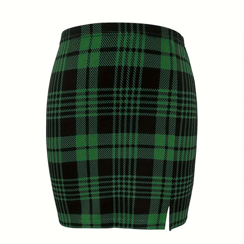 Plaid Skirt Sexy Micro Skirt Offiece Lady Red Green Elegant Pencil Mini Skirts Streetwear High Waist Lady Short Skirt for Women