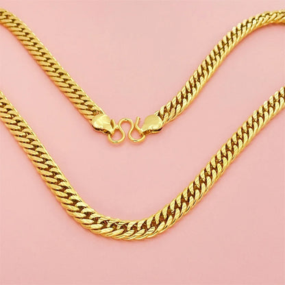 Bold Men's 24K 999 Real Gold Cuban Link Necklace, 10MM 60cm Sturdy Thick Chain, Timeless Masculinity