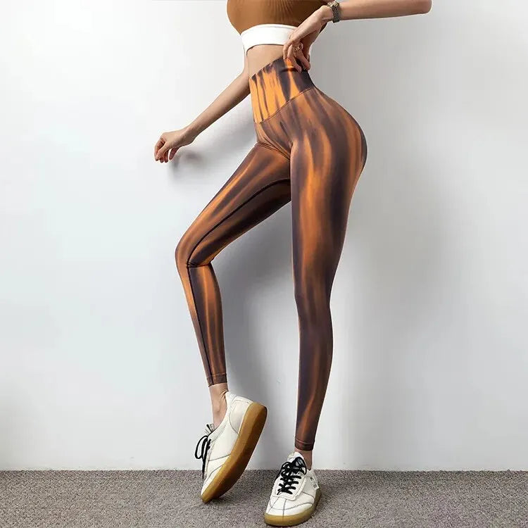 New Tie Dyed High Waist Gym Leggings Push Up Scrunch Seamless Thick Sports Pants Elastic Soft Yoga Workout Leggins Women