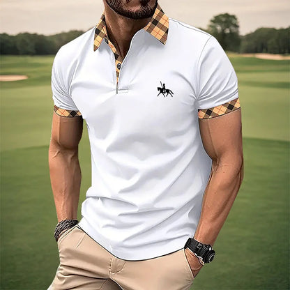 Summer men's short sleeved polo shirt business office lapel shirt Men's sports and casual top European and American plus size