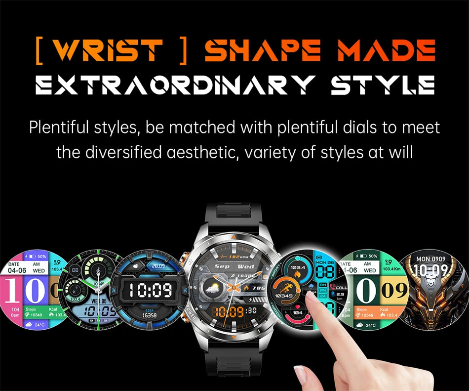 New Outdoor Sport Smart Watch Men 1.46" AMOLED Screen LED Flashlight 515mAh Battery 10ATM Waterproof Bluetooth Call Smartwatch