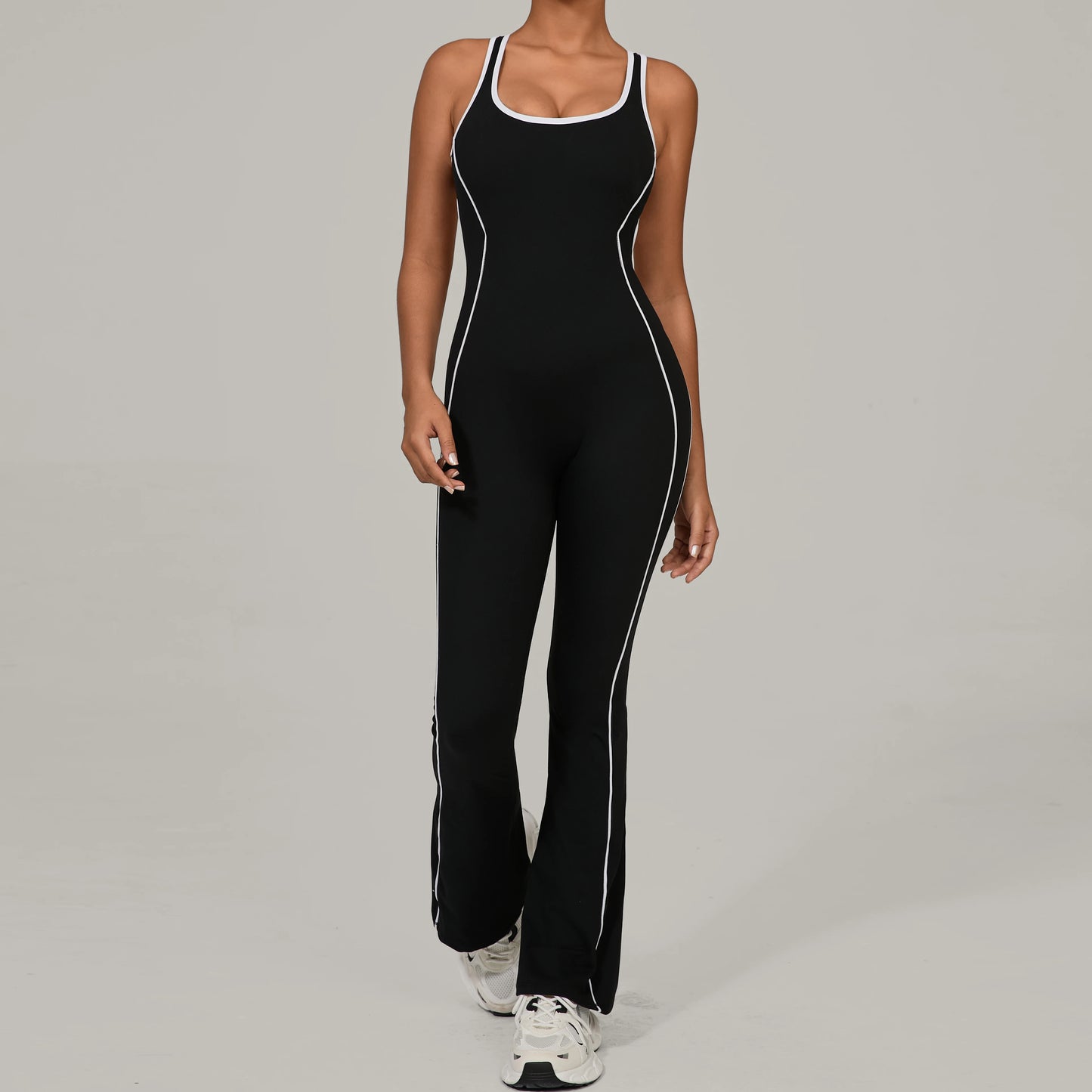 Sexy Backless Bodysuit Women's Set Tracksuits Fitness Sports Jumpsuit Yoga One-piece Suit Flared Pant Fast Dry Workout Clothes