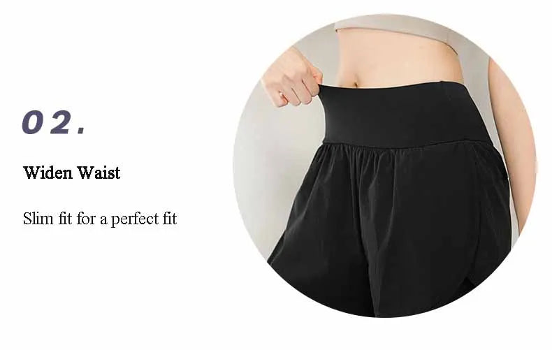 Women's Gym Leggings Elastic High Waist Fake Two Pieces Yoga Pants With Pockets Sportswear Running Tights Gym Yoga Wear