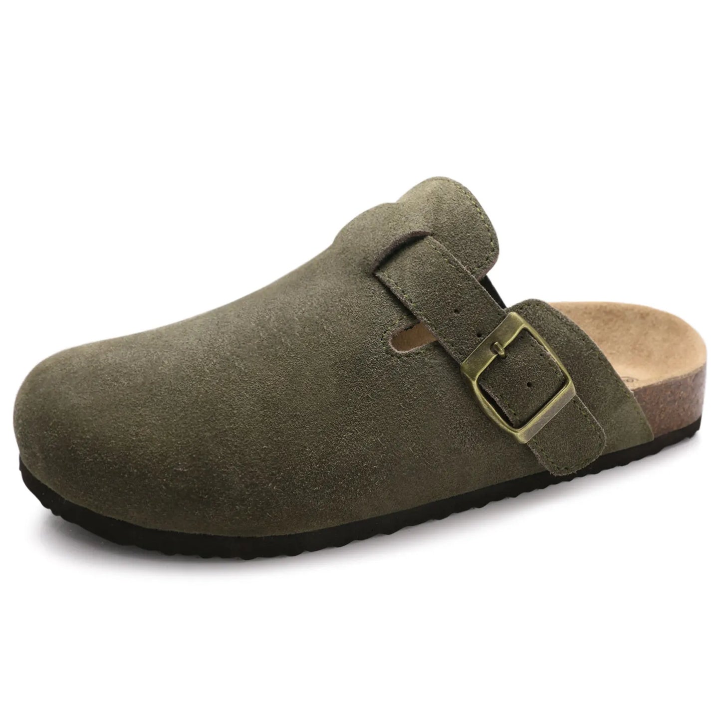 Comwarm Men Suede Clogs Slippers Classic Cork Footbed Mules Women Cozy Fashion Clogs Shoes With Arch Support Men Beach Sandals