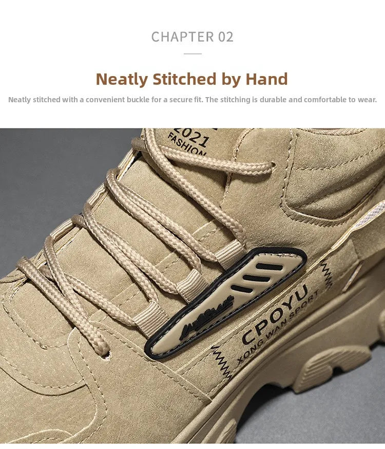 Spring Men's High Top Breathable Work Shoes Trendy All-Match Anti-Slip Wear-Resistant Sports Casual Labor Protection Shoes