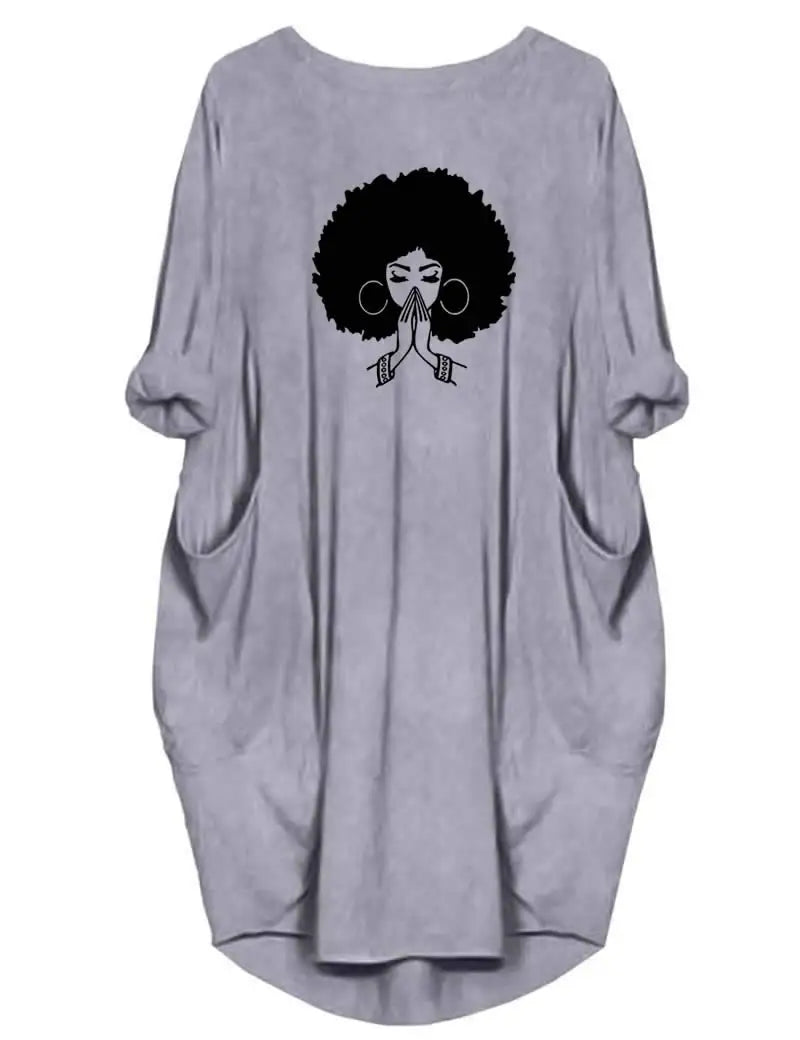 Plus Size Women Short Sleeve O-Neck Loose Casual Dresses