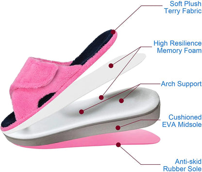 Litfun Four Seasons Cotton Slippers For Women Casual Flat Slippers With Adjustable Straps Female Breathable Soft Cozy Home Shoes