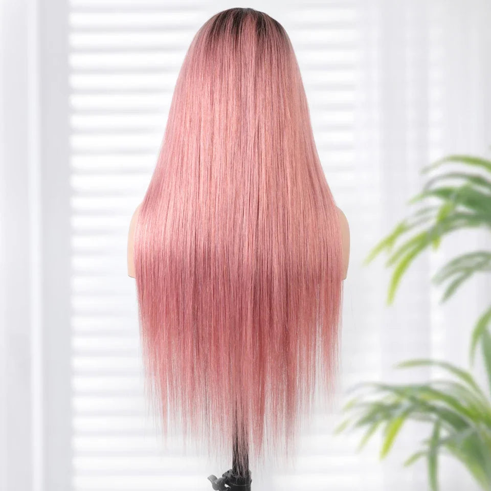 13x5x1 Ombre Pink Straight Hair Wig T Lace Front Human Hair Wigs Transparent Swiss Lace Brazilian Straight Lace Wigs For Women