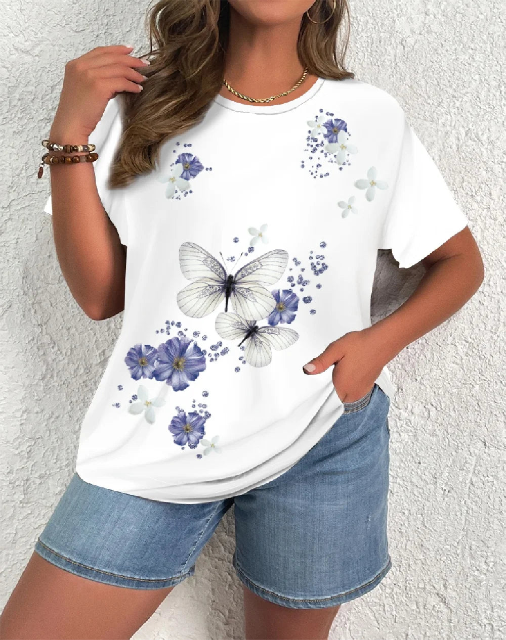 Plus Size Elegant Casual Woman T-Shirt Fashion Loose T-Shirt Woman Temperament Long sleeve T-Shirt Holiday Weekend