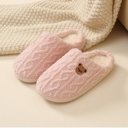 Cotton slippers for women in autumn and winter, new indoor and household anti slip warm plush slippers for men