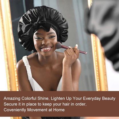 Silk Satin Hair Cap For Sleeping Bonnets For Women Round Haircare Women Headwear Night Hat Reversible Head Cover