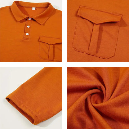 Spring and Autumn Men's Polo Shirt Lapel Pocket T-shirt Men's Business Casual Long sleeved European and American Plus Size