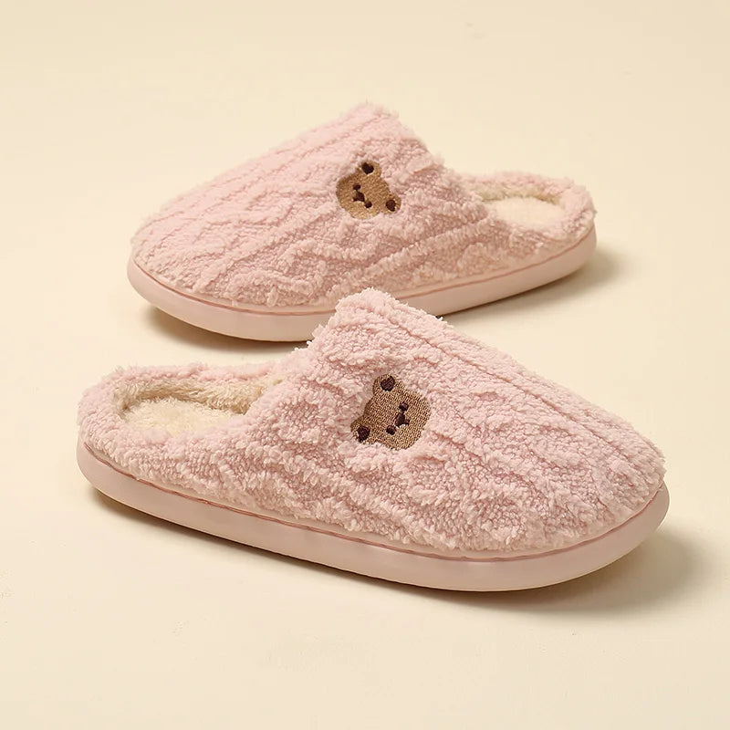 Cotton slippers for women in autumn and winter, new indoor and household anti slip warm plush slippers for men