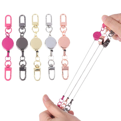 Anti-theft Retractable Key Holder Metal Easy-to-pull Buckle Rope Elastic Keychain Sporty Retractable Key Ring Nurse Accessories