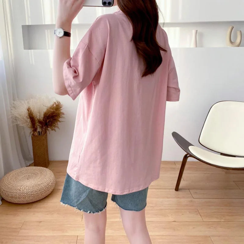 Maternity Nursing T-Shirt Top 98% Cotton Mother Nursing Tees Breastfeeding T Shirt for Pregnant Women Summer Pregnancy Top Wear