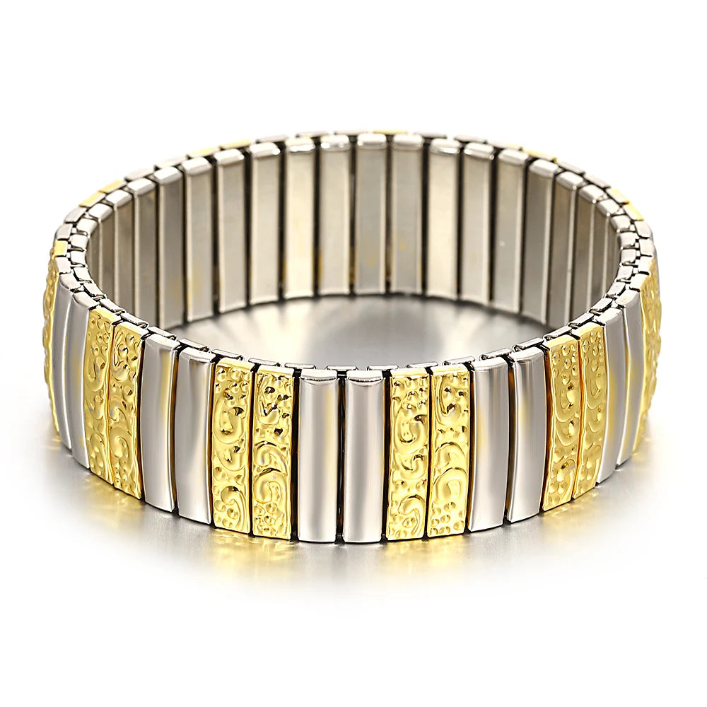 Freetry 18K Gold Plated Stainless Steel Adjustable Bracelet Fashion Elastic Metal Bracelet Trendy Jewelry Accessories Official