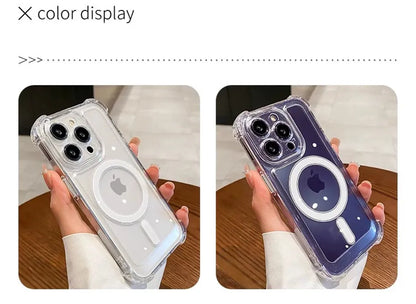 Transparent Magnetic Soft Phone Case For iPhone 17 Air 16 15 14 Plus 13 12 11 Pro Max Wireless Charge Magsafe Shockproof Cover