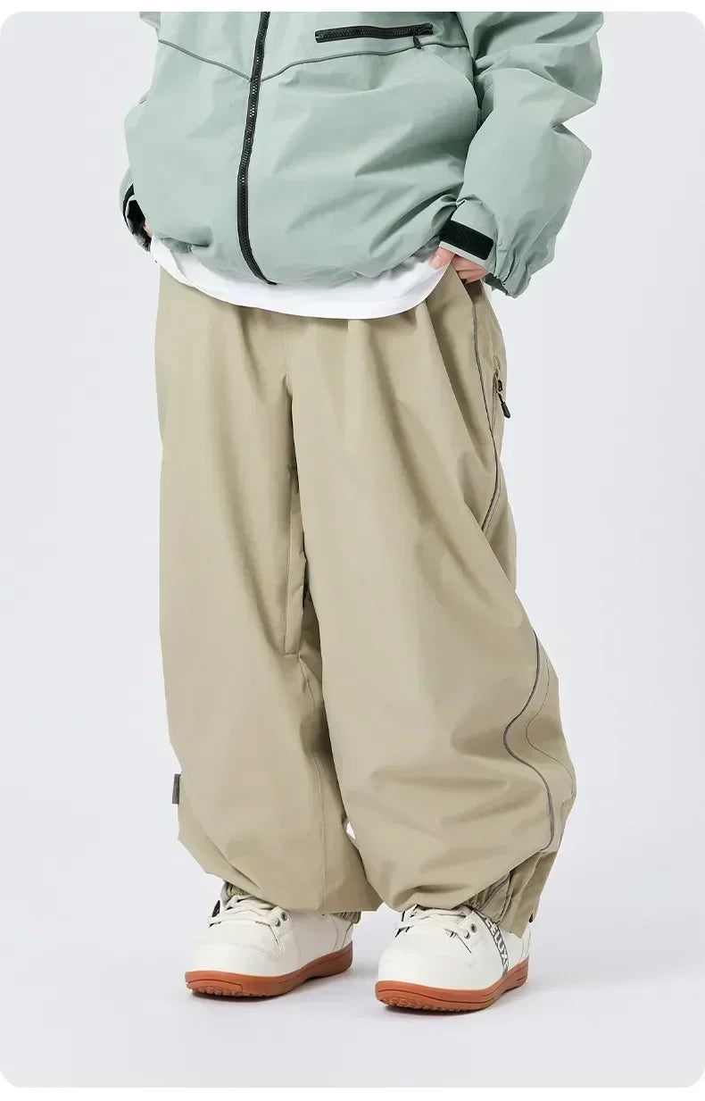 Men's Women's Single Board Ski Pants Waterproof Loose Fit Track Pants Wear Resistant Professional Double Board Snowboard Pants