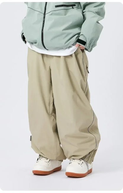 Men's Women's Single Board Ski Pants Waterproof Loose Fit Track Pants Wear Resistant Professional Double Board Snowboard Pants