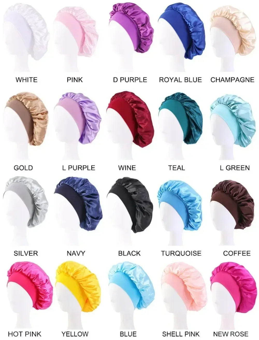 Bonnet Satin Sleeping Hat Hair Night Sleep Cap Head Cover Shower Caps for Bath and Sauna Bathing Shower Caps Bathroom Products