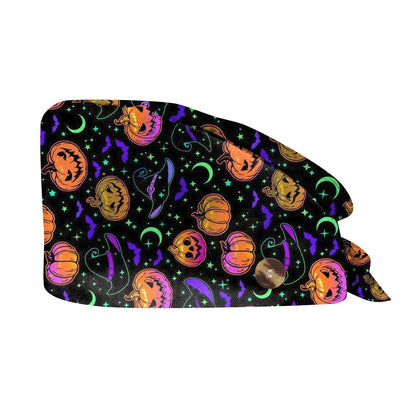 Halloween Scrub Cap Printed Adjustable Cotton Beauty Salon Surgeon Dental Clinic Nursing Hat Women Men Surgical Caps Wholesale