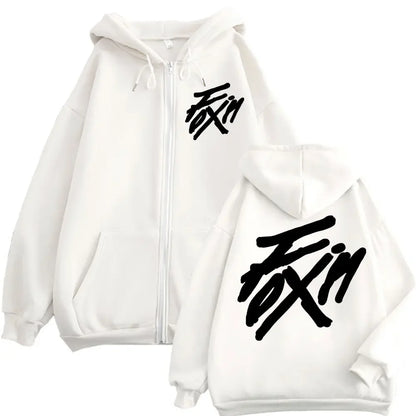 Kpop ATEEZ "FlX ON" Merch Zipper Hoodie Men Women High Quality Fashion Zip Up Jacket Coat Autumn Winter Casual Loose Sweatshirts