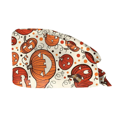 Halloween Scrub Cap Printed Adjustable Cotton Beauty Salon Surgeon Dental Clinic Nursing Hat Women Men Surgical Caps Wholesale