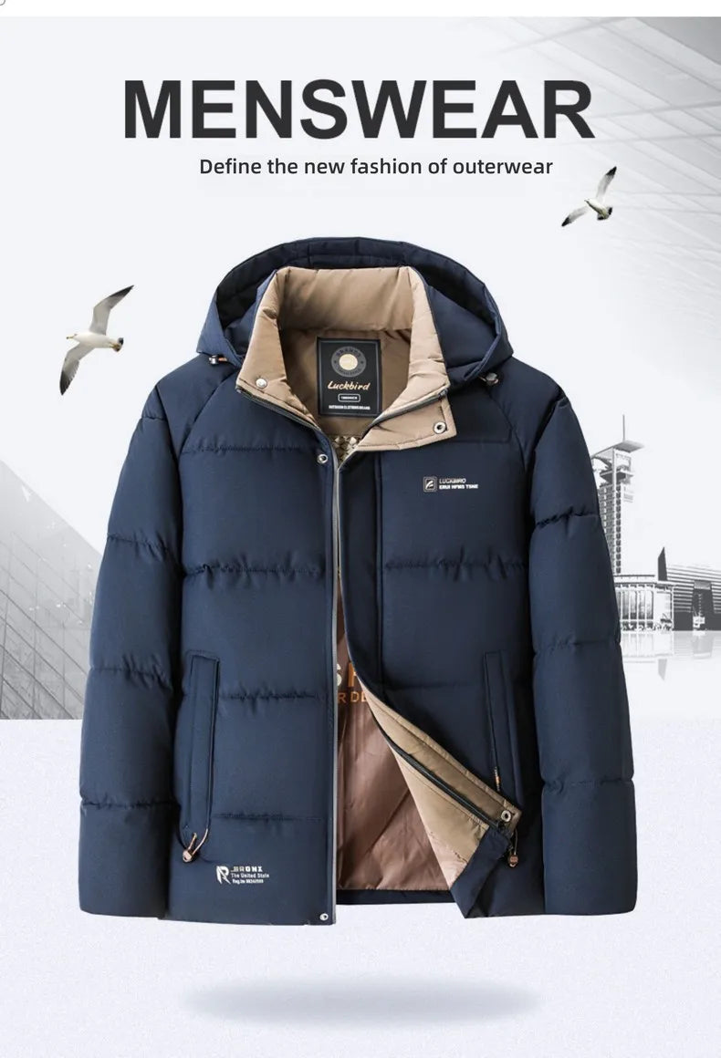 Top Grade Designer New Brand Men Parka Jacket Thick Casual Fashion Hooded Cropped Windbreaker Quilted Bubble Coats  Mens Clothes