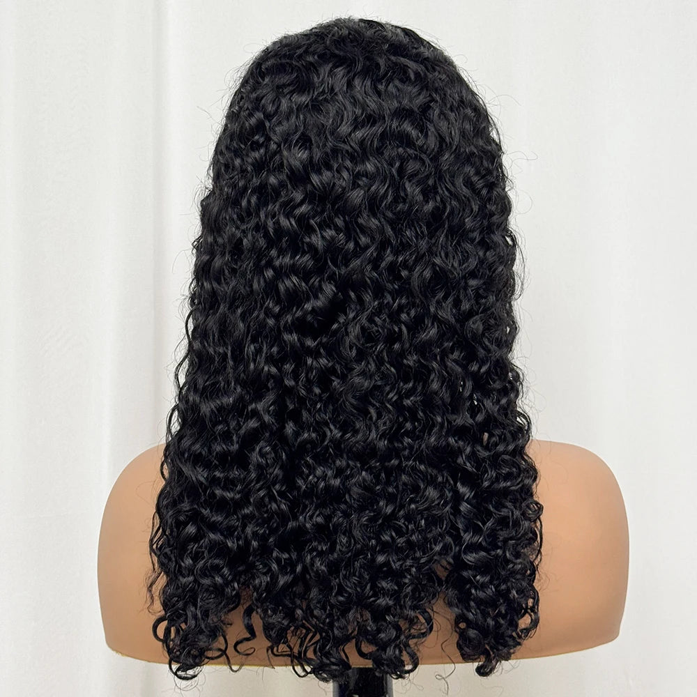 Double Drawn 250% Density Ombre 18 Inches Water Wave Curly Human Hair Wigs 13x4 Transparent Lace Frontal Hair Wig for Women